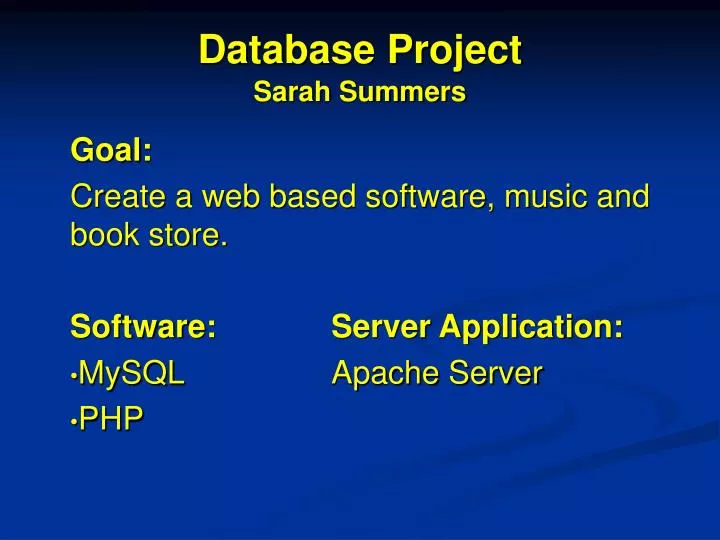 database project sarah summers