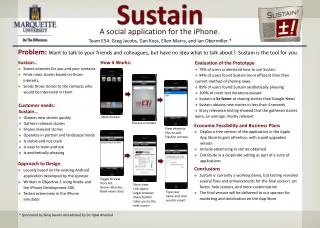Evaluation of the Prototype 78% of users understand how to use Sustain 94% of users found Sustain more efficient than th
