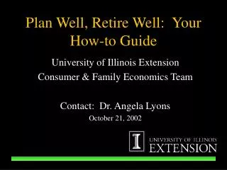 Plan Well, Retire Well: Your How-to Guide