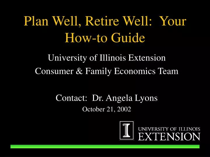 plan well retire well your how to guide