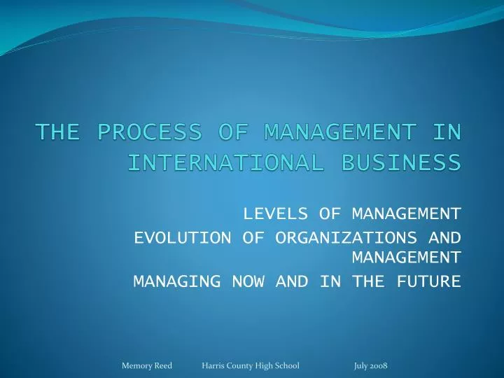 the process of management in international business