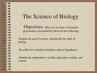 The Science of Biology