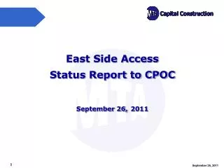 east side access status report to cpoc september 26 2011