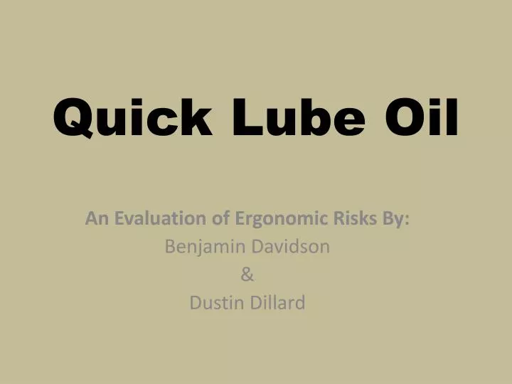 quick lube oil