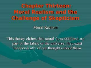 Chapter Thirteen: Moral Realism and the Challenge of Skepticism