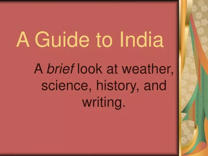 a guide to india
