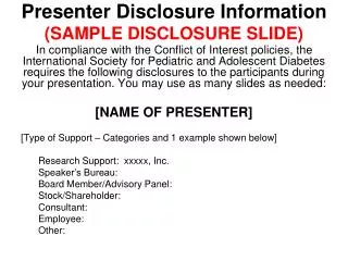 Presenter Disclosure Information (SAMPLE DISCLOSURE SLIDE)