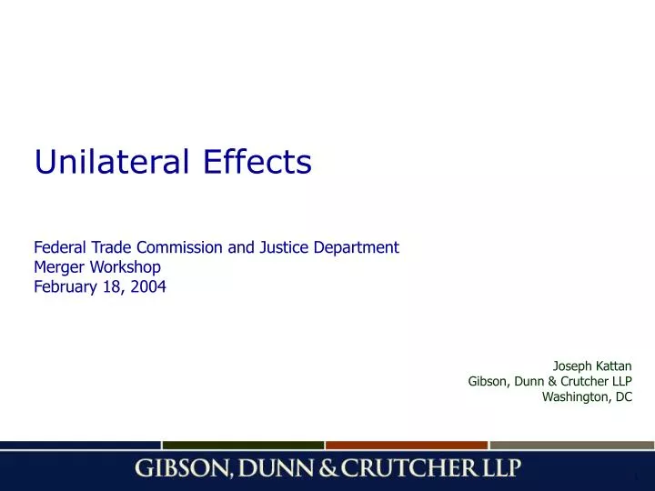 unilateral effects federal trade commission and justice department merger workshop february 18 2004