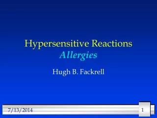 Hypersensitive Reactions Allergies