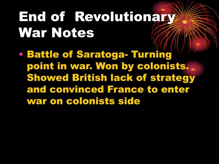 end of revolutionary war notes
