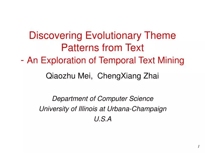 discovering evolutionary theme patterns from text an exploration of temporal text mining