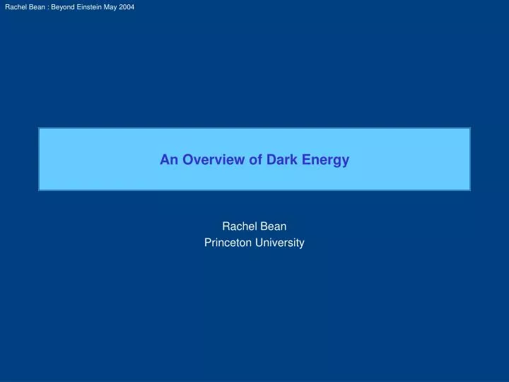 an overview of dark energy