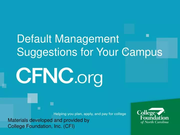 default management suggestions for your campus