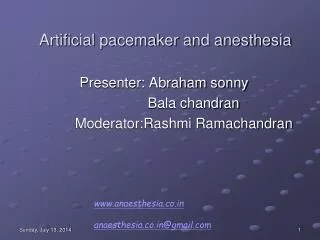 Artificial pacemaker and anesthesia