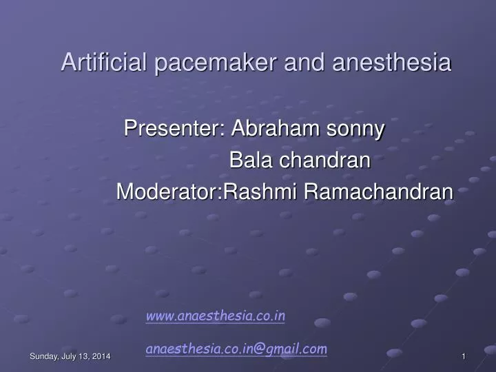 artificial pacemaker and anesthesia