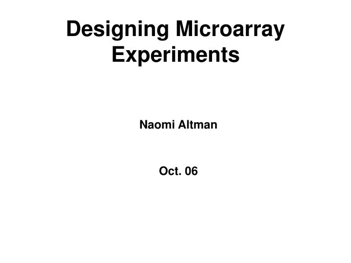 designing microarray experiments
