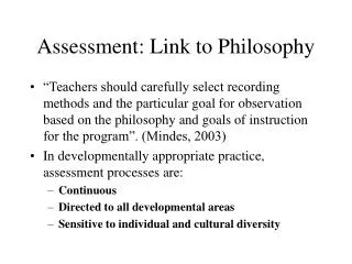 assessment link to philosophy