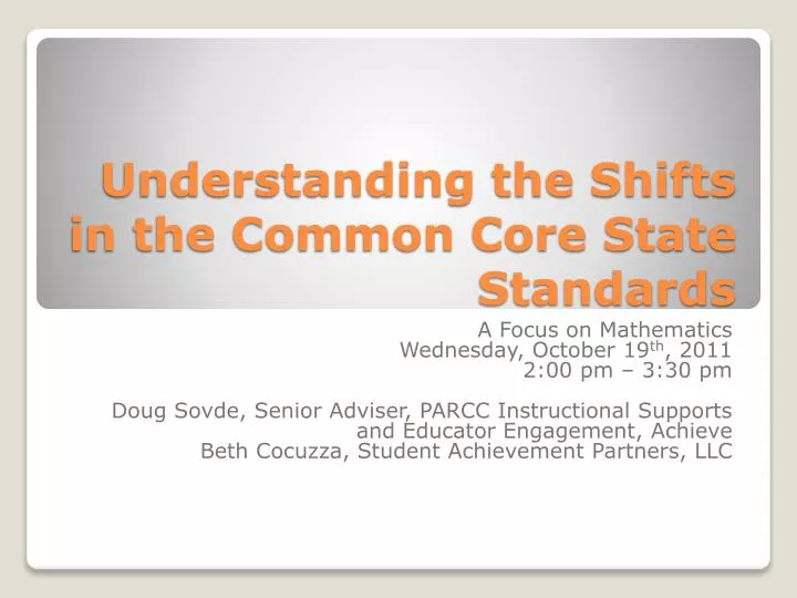 understanding the shifts in the common core state standards