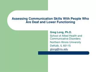 Assessing Communication Skills With People Who Are Deaf and Lower Functioning