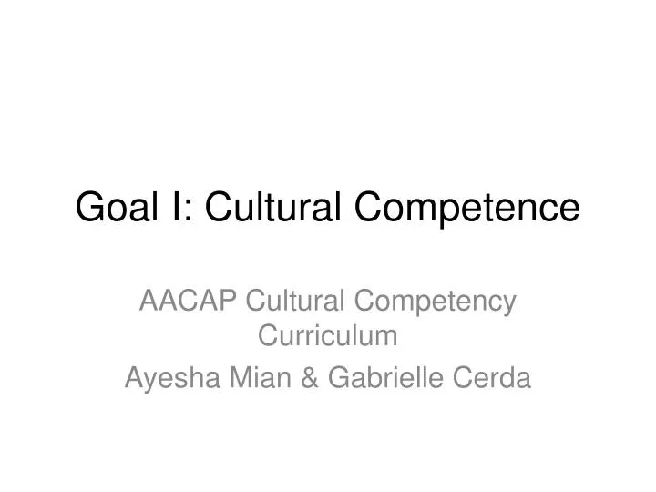 goal i cultural competence