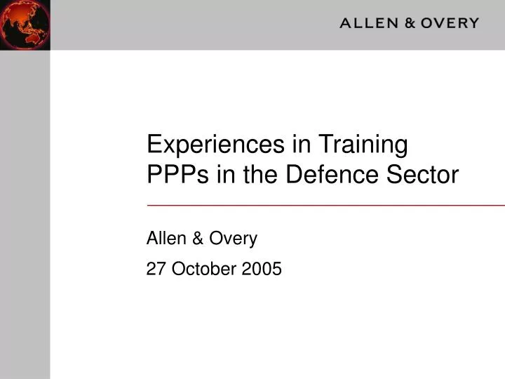 experiences in training ppps in the defence sector