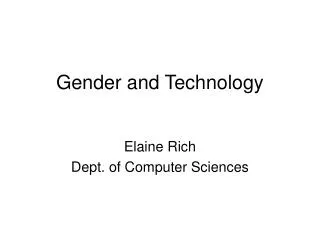 Gender and Technology