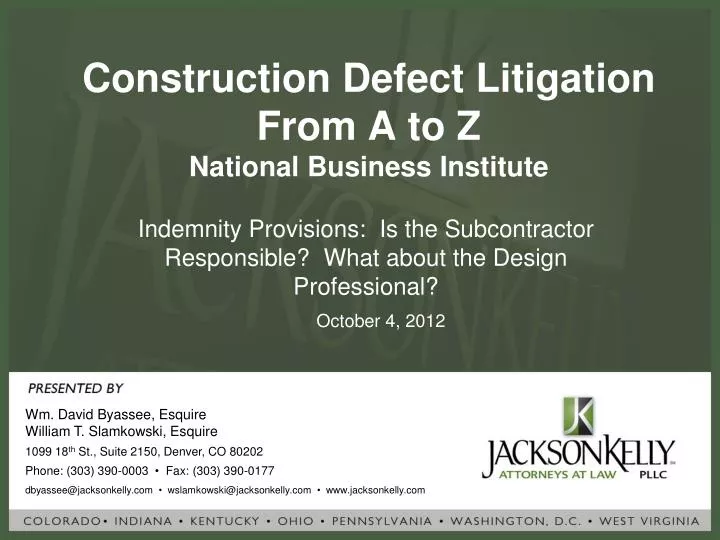 construction defect litigation from a to z national business institute