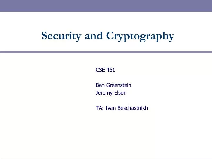 security and cryptography