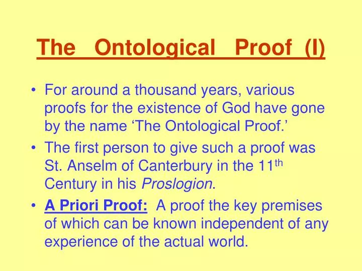 the ontological proof i