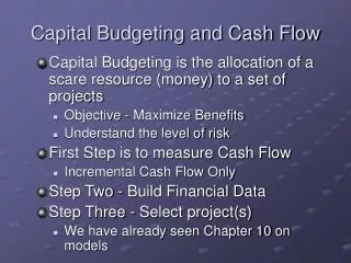 Capital Budgeting and Cash Flow