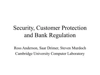 security customer protection and bank regulation