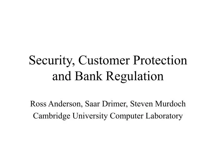 security customer protection and bank regulation