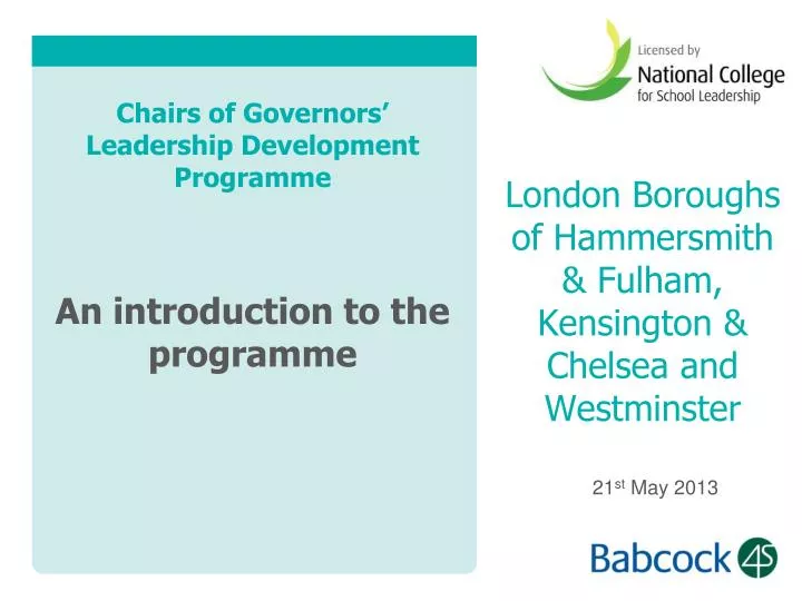 chairs of governors leadership development programme an introduction to the programme