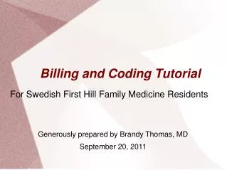 Billing and Coding Tutorial