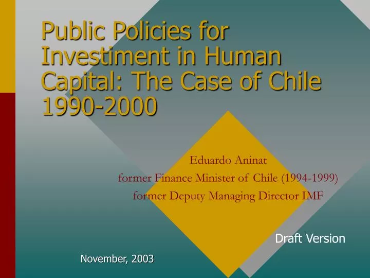 public policies for investiment in human capital the case of chile 1990 2000
