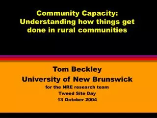 Community Capacity: Understanding how things get done in rural communities