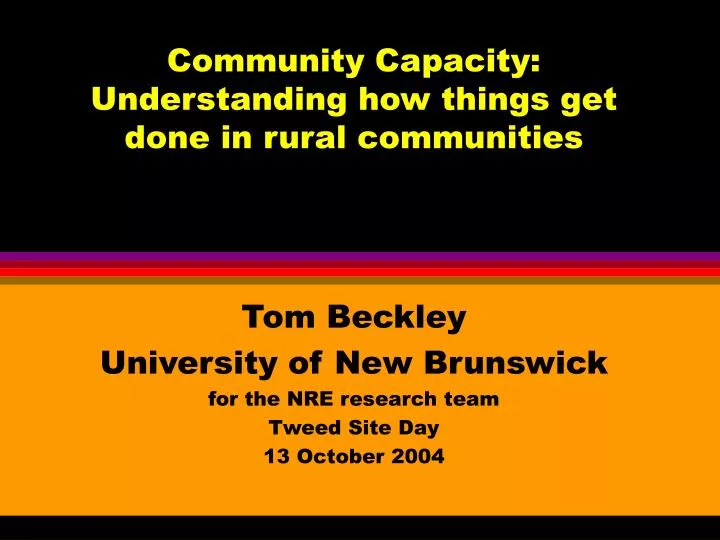 community capacity understanding how things get done in rural communities