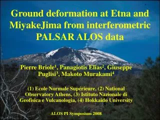 Ground deformation at Etna and MiyakeJima from interferometric PALSAR ALOS data