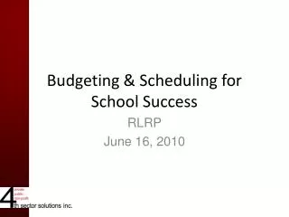 Budgeting &amp; Scheduling for School Success