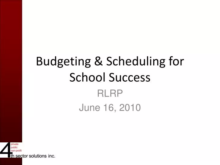 budgeting scheduling for school success