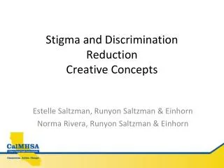 Stigma and Discrimination Reduction Creative Concepts