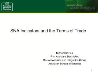 SNA Indicators and the Terms of Trade