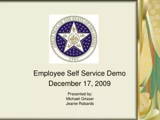 Employee Self Service Demo December 17, 2009