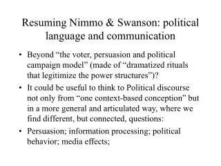 Resuming Nimmo &amp; Swanson: political language and communication