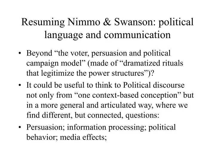 resuming nimmo swanson political language and communication
