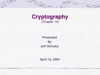Cryptography (Chapter 14)