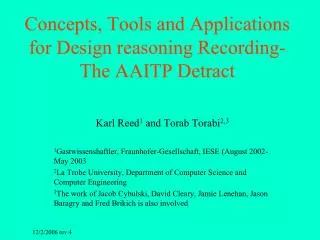 Concepts, Tools and Applications for Design reasoning Recording-The AAITP Detract