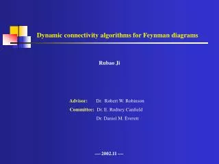 Dynamic connectivity algorithms for Feynman diagrams