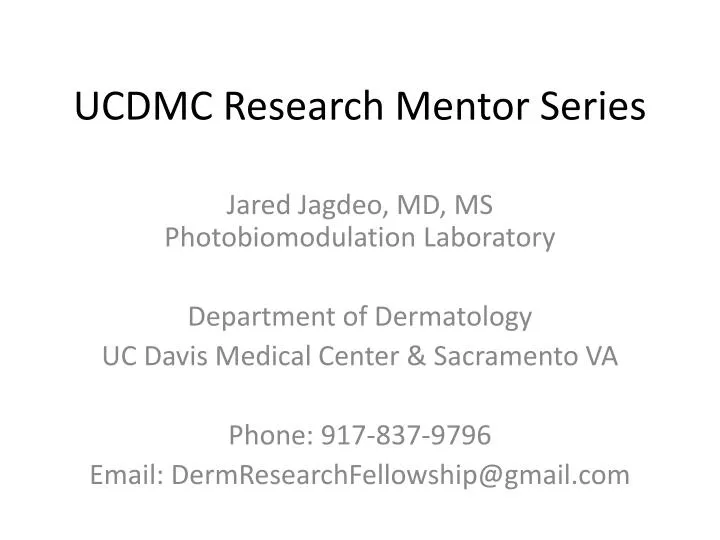 ucdmc research mentor series