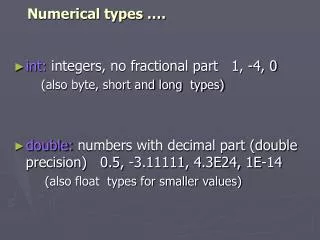 Numerical types ….